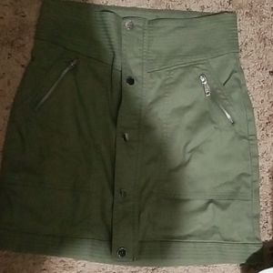 high wasted zip front jean skirt